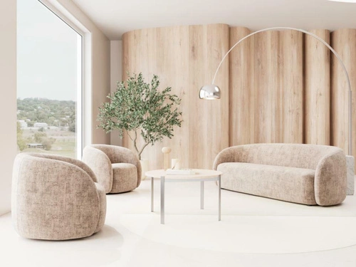 Křeslo Lodi do obýváku béžové sametové otočné moderní