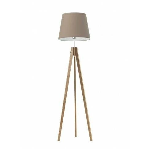 Stojací dřevěná lampa tripod ARUBA Lysne béžové stínidlo do obýváku a ložnice 149 cm