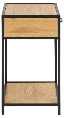 Černý noční stolek se zásuvkou 42 cm Seaford Actona industriální dřevěný do ložnice