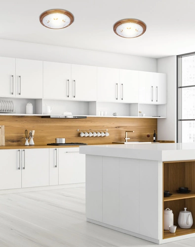 Stropní svítidlo Rustica 40 kulaté dřevěné dubové do jídelny a předsíně CANDELLUX