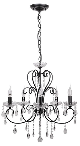 Závěsné svítidlo Aurora černé glamour 5ramenný lustr do obýváku a jídelny