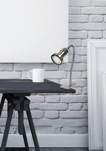 Stolní lampa Arkon s klipem 1x50W GU10 saténový nikl+chrom bez žárovek