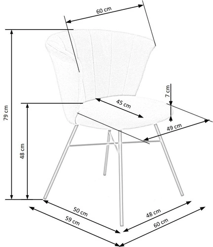 Čalouněná jídelní židle Giselle béžová moderní s černými nohami Intesi