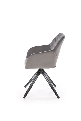 Otočná židle Cretas Velvet Intesi šedá čalouněná s područkami do jídelny a obýváku