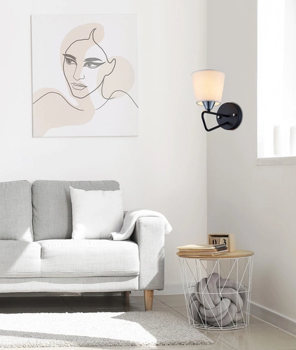 Nástěnné svítidlo Morley černé moderní s látkovým stínidlem do obýváku a ložnice Ledea 24 cm