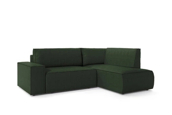 Rohová rozkládací pohovka Molde L pravá, manšestrová, tmavě modrá s úložným prostorem do obýváku