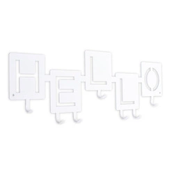 Moderní bílý kovový nástěnný věšák do předsíně na bundy a klíče Hello Intesi
