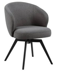 Jídelní židle Darlene Actona šedá čalouněná otočná moderní na černých nohách