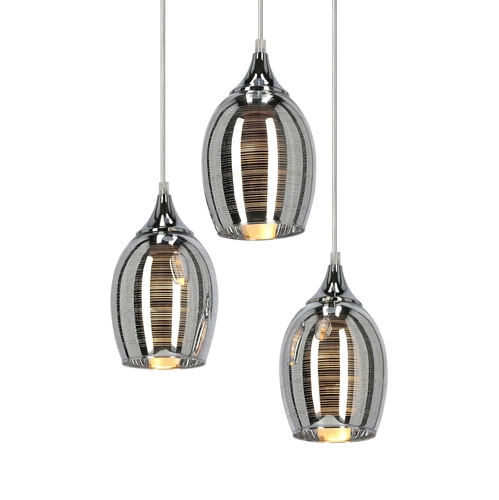 Závěsné svítidlo Marina 3 zdroje skleněné chrom moderní do obýváku a jídelny