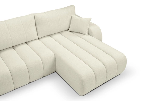 Rohová sedací souprava s rozkladem Hobro bílá moderní do obýváku pravá s úložným prostorem