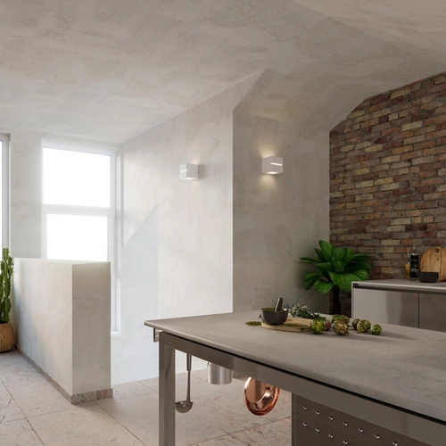 Moderní nástěnné svítidlo LEO LINE Sollux bílá keramika do obýváku a ložnice 14x14 cm