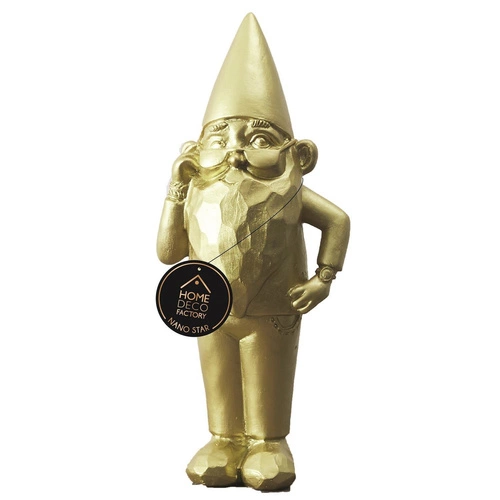 Dekorativní soška Gnom Star zlatá 33 cm moderní do zahrady i obýváku jako dárek