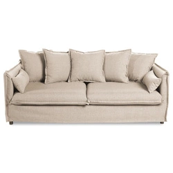 Třímístná pohovka Odilon béžová čalouněná do obýváku boho na dřevěných nohách Atmosphera