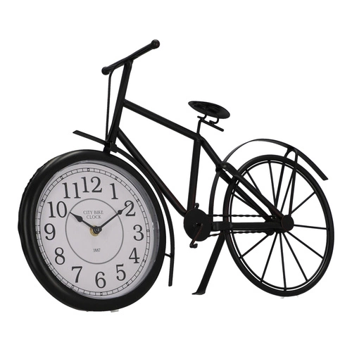 Stojací retro hodiny ve tvaru kola Dimitri černé tichý mechanismus do obýváku nebo ložnice Atmosphera