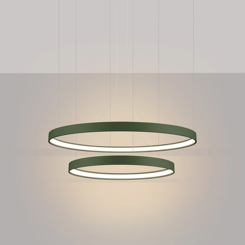 LED lustr RIO 2 moderní zelený olivový nastavitelný do obýváku a jídelny 78 cm