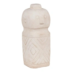 Dekorační cementová soška Totem House Nordic béžová do obýváku v boho stylu 15 cm