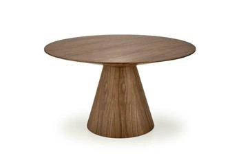 Moderní kulatý jídelní stůl Obituar 136 cm ořechový na jedné noze Intesi