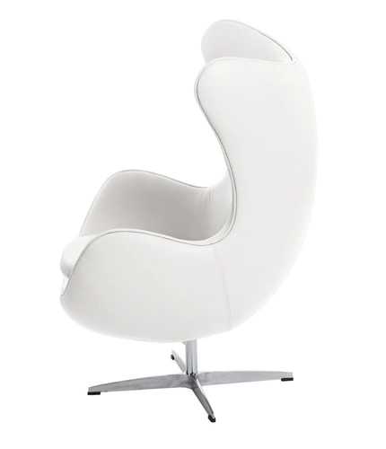 Kožené otočné křeslo Egg D2.DESIGN bílé s houpací funkcí do moderního obýváku