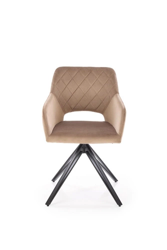 Otočná čalouněná židle Cretas Velvet Intesi béžová s područkami do jídelny