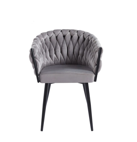 Jídelní židle Malaya Velvet šedá čalouněná sametová s područkami glamour Intesi