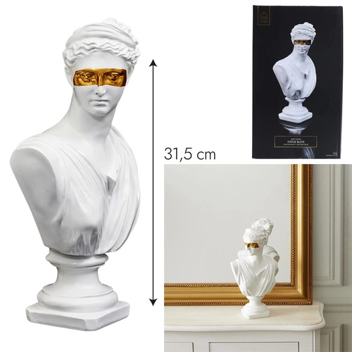 Figurka Afrodity busta bílá a zlatá  