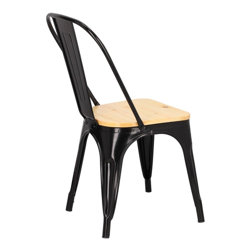 Jídelní židle Paris Wood D2.DESIGN černá kovová s dřevěným sedákem borovice