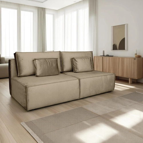 Rozkládací pohovka Toro béžová do obýváku s úložným prostorem na lůžkoviny