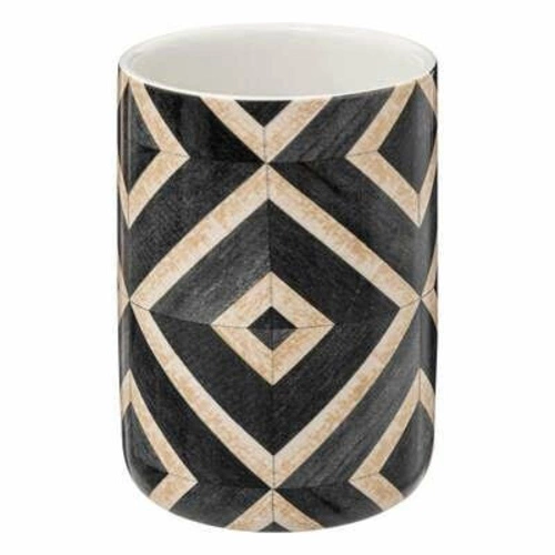 Černý moderní kelímek na zubní kartáčky do koupelny Canvas z dolomitu 5five