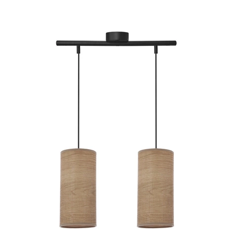 Závěsná lampa Ballo černá 2x60 E27 ořechové stínidlo