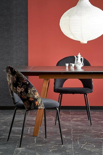 Rozkládací jídelní stůl Nozel černý mramor 140–200 cm moderní do jídelny a obýváku žulový