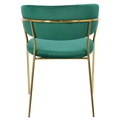Jídelní židle Margo Intesi zelená čalouněná sametová glamour s područkami na zlatých nohách