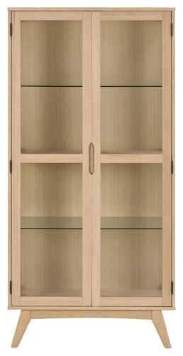 Vitrína Marte Actona dub bělený skleněná do obýváku a jídelny