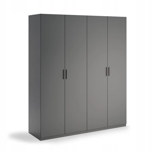 Čtyřdveřová šatní skříň Della grafitová moderní s policemi do ložnice s možností personalizace