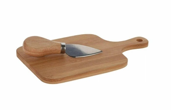 Bambusová sada na sýry Intesi s nožem, obdélníková s držadlem 20x11,5 cm