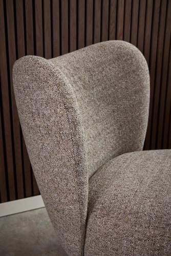 Relaxační křeslo Elmont skandinávské do obýváku plyšové béžové dubové dřevo Actona