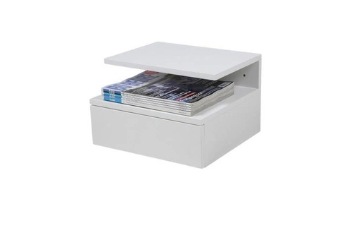 Závěsný bílý noční stolek se zásuvkou Ashlan do moderní ložnice Actona