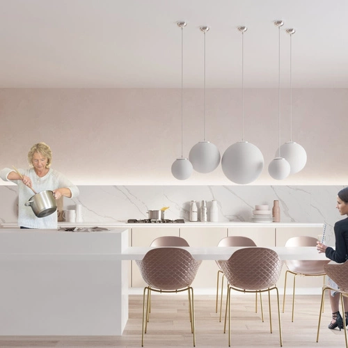 Závěsné svítidlo koule UGO 30 chrom moderní skleněné do obýváku kuchyně jídelny