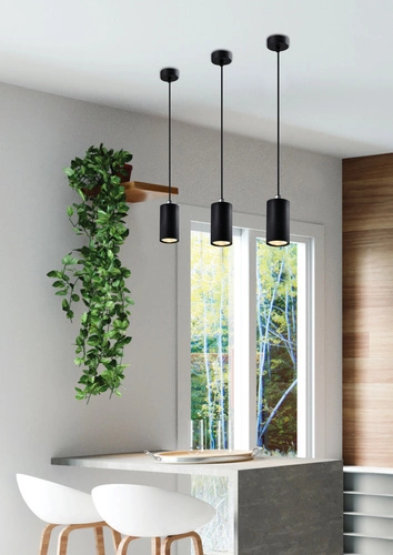 Závěsné svítidlo Tubo černé kovové nastavitelné do obýváku a kuchyně 10 cm