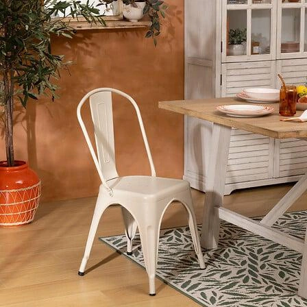 Kovová jídelní židle Paris Edge Atmosphera krémová loftová stohovatelná do kuchyně