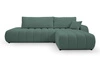 Rohová rozkládací sedačka Hobro pravá zelená moderní do obýváku s úložným prostorem