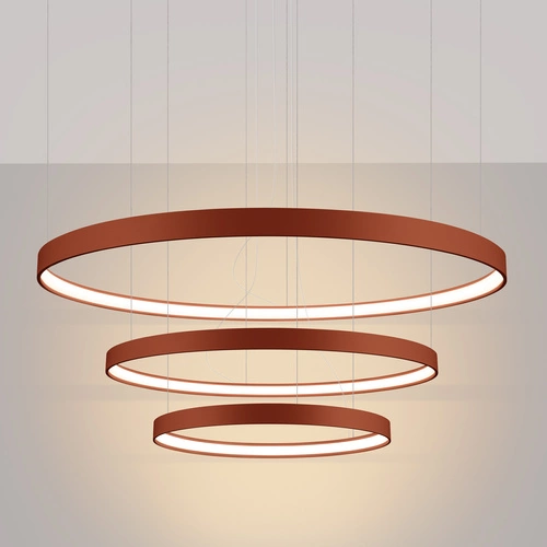 LED lustr RIO 3 moderní červený nastavitelný do obýváku a jídelny 110 cm