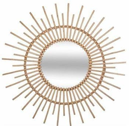 Kulaté boho zrcadlo Atmosphera z ratanu na stěnu do obýváku a předsíně 76 cm