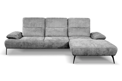 Rohová sedací souprava Rasmus šedá pravá moderní s nastavitelným opěradlem do obýváku Intesi