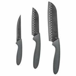 Sada 3 kuchyňských nožů Santoku 5five simply smart nerezová ocel šedá moderní