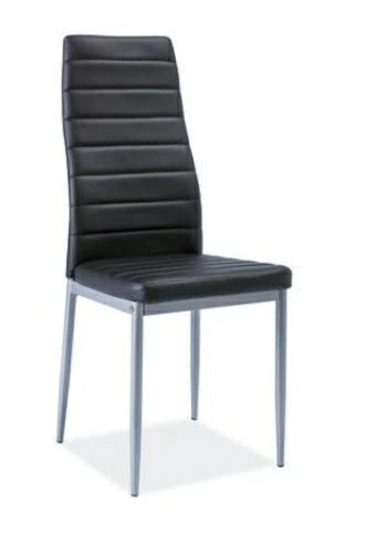 Čalouněná jídelní židle Luisa Intesi v černé ekokůži, moderní s hliníkovými nohami