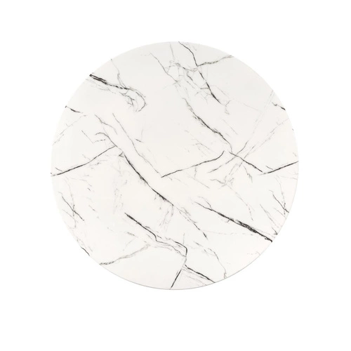 Kulatý skleněný stůl 100 cm Amber bílý mramor zlatý moderní glamour do jídelny Intesi