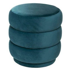 Okrúhlý čalouněný taburet Sinan v mořské barvě do obýváku a předsíně moderní Atmosphera 40 cm