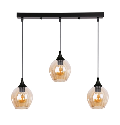 Závěsná lampa Aspa černá 3x40W E27 stínítko hnědé