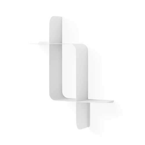 Sada 2 bílých nástěnných polic Montage Umbra moderních do obýváku na knihy
