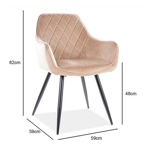 Jídelní židle LINEA Velvet béžová čalouněná sametová s područkami glamour Intesi